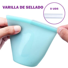 Cargar imagen en el visor de la galería, Set de 8 bolsas de silicona reutilizables
